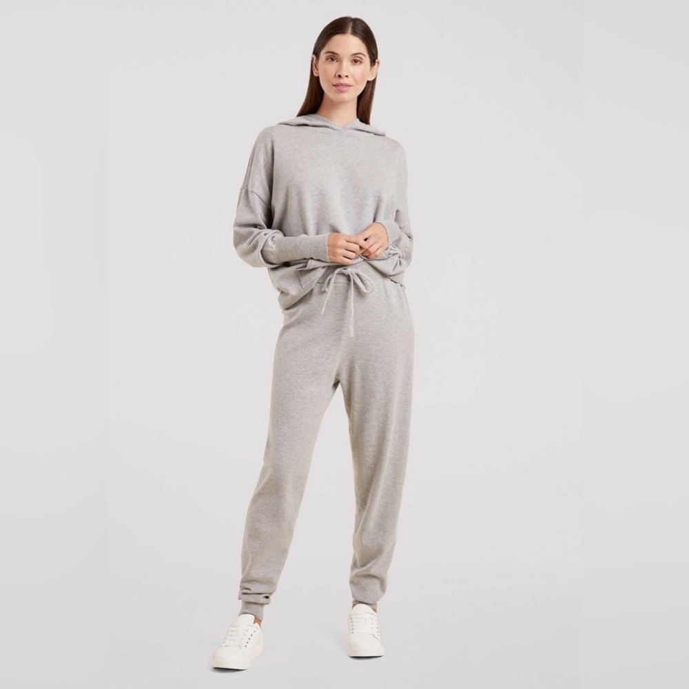 Nuuds Luxe Knit Hooded Sweater and Jogger Set Gray Size Small